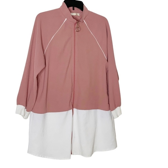 PUANE pink and white long sleeve tunic. - Picture 1 of 5